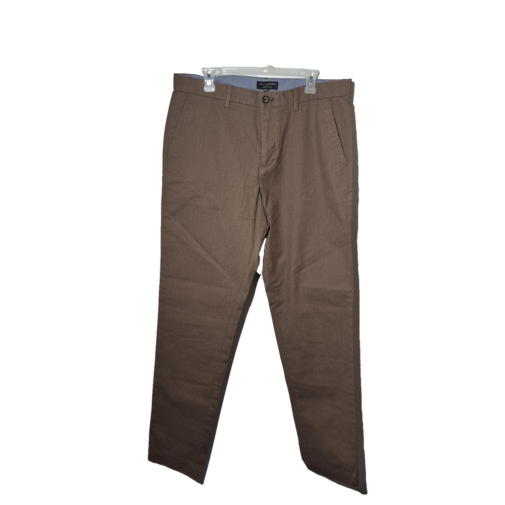Banana Republic Mason  Chino Print Pants‎ Mens 35x34  Brown Straight Leg NEW